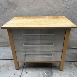 IKEA VARDE Kitchen Island Storage Unit with Thick Butcher Block Top