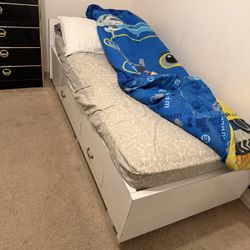 2 Twin Custom Made Beds With Drawers And Nice Mattresses 