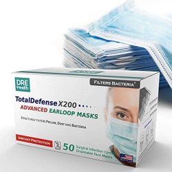 Blue surgical 3ply maak 50pcs per box Made in USA