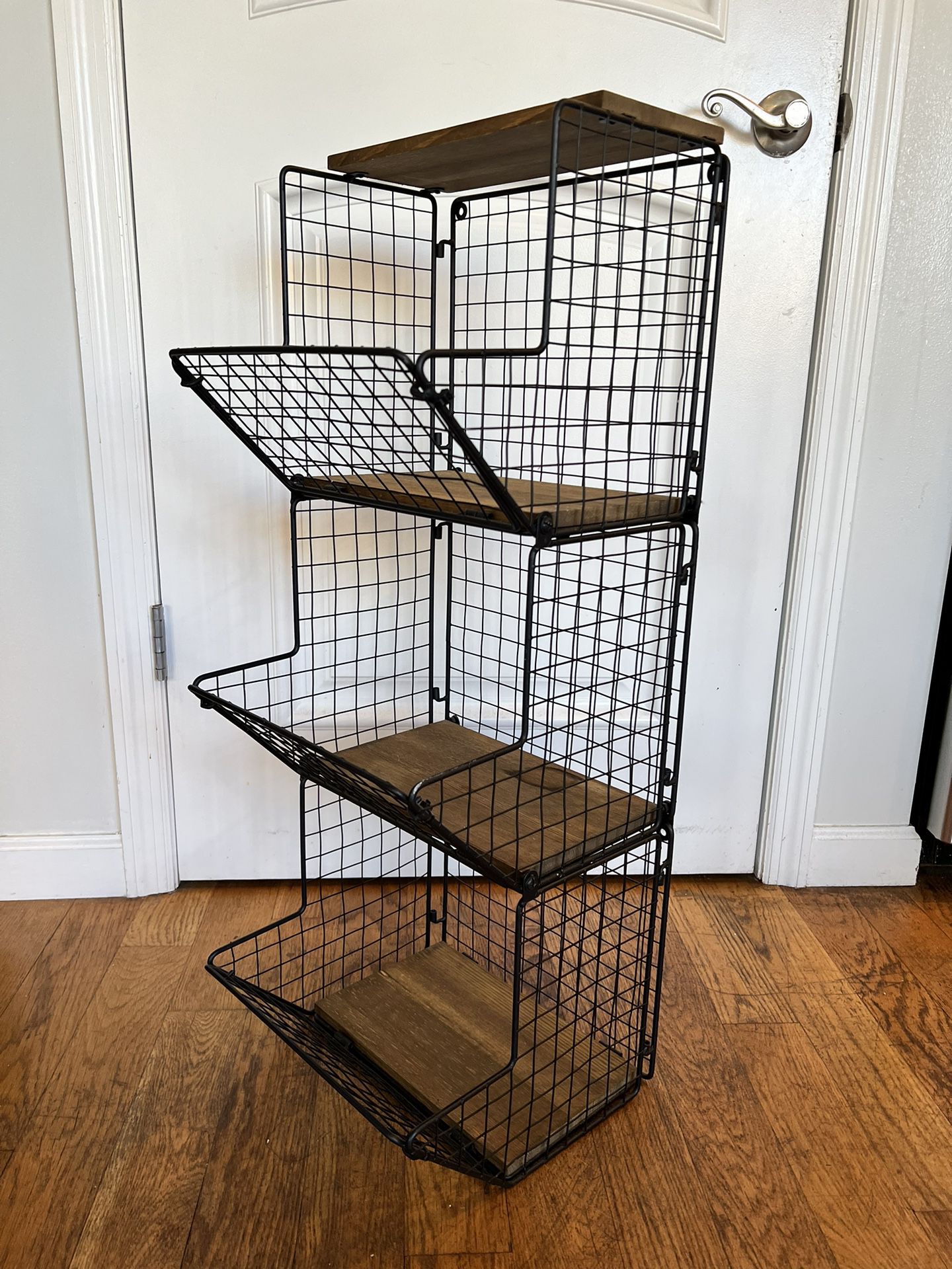 3 Tier Wall Mounted Metal Wire Basket Shelf