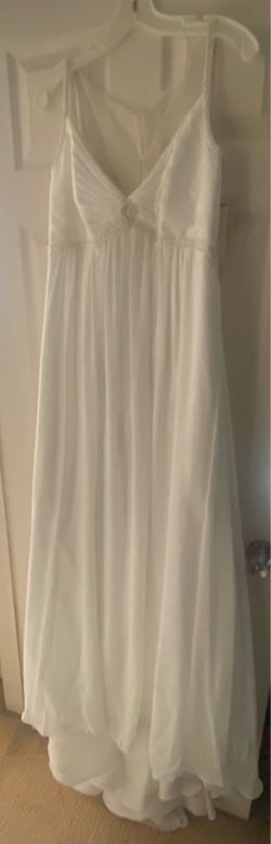 GALINA 4 DAVID'S BRIDAL EMPIRE WAIST BEADED CHIFFON OVERLAY WEDDING DRESS GOWN 14