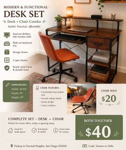Desk + Chair Combo – Modern Rustic Office Set – Only $40