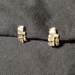 Vintage Silver Rhinestone Screwback Earrings