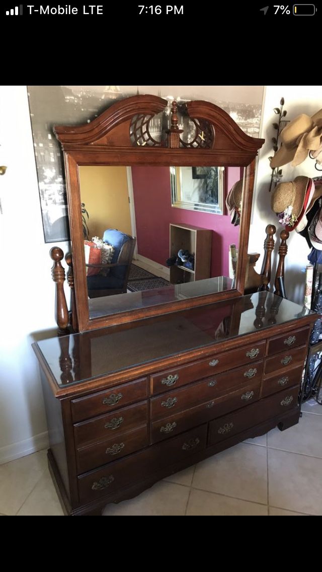Solid Wood Dresser and Queen Size Bed Frame