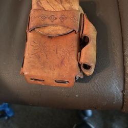 Vintage Leather Cigarette Case With Lighter Holder 