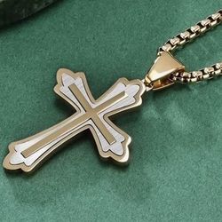 ✨STAINLESS STEEL CROSS & CHAIN