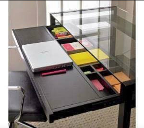 Crate Barrel Drake Desk With Keyboard Panel And Underneath Crate Barrel Drake Desk With Keyboard Panel And Underneath Organizing Draw Tempered Gl For In Miami Fl Offerup
