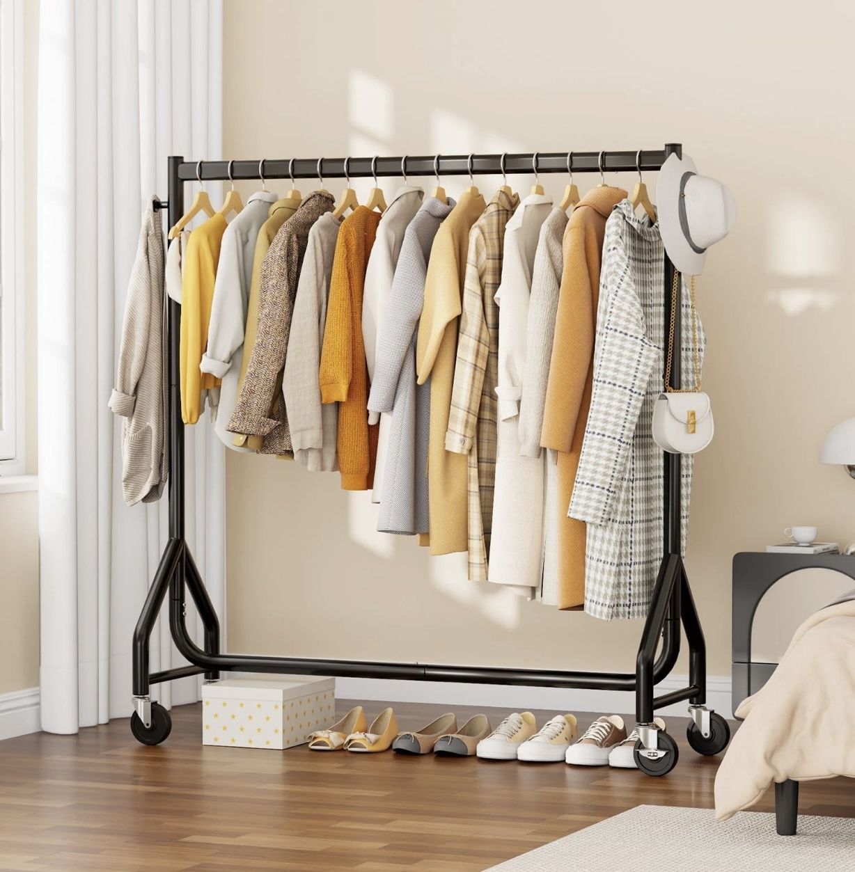 Clothes Rack Heavy Duty Rolling Metal Hyseyy