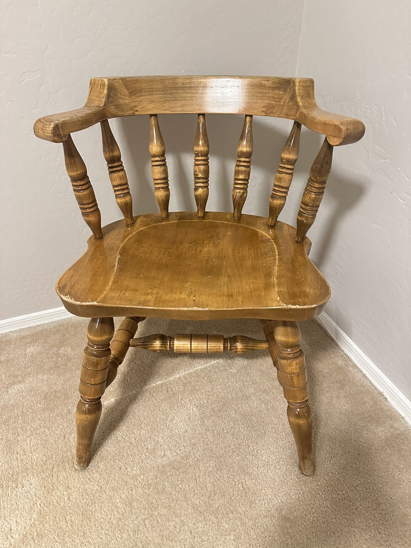 Solid Wood Vintage Maple Barrel Chair
