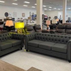 GRAY LİVİNG ROOM SET SOFA AND LOVESEAT WİTH İNTEREST FREE PAYMENT OPTİONS 