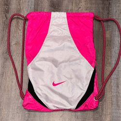 Nike Pink & Silver 5-Pocket Drawstring Gym Backpack
