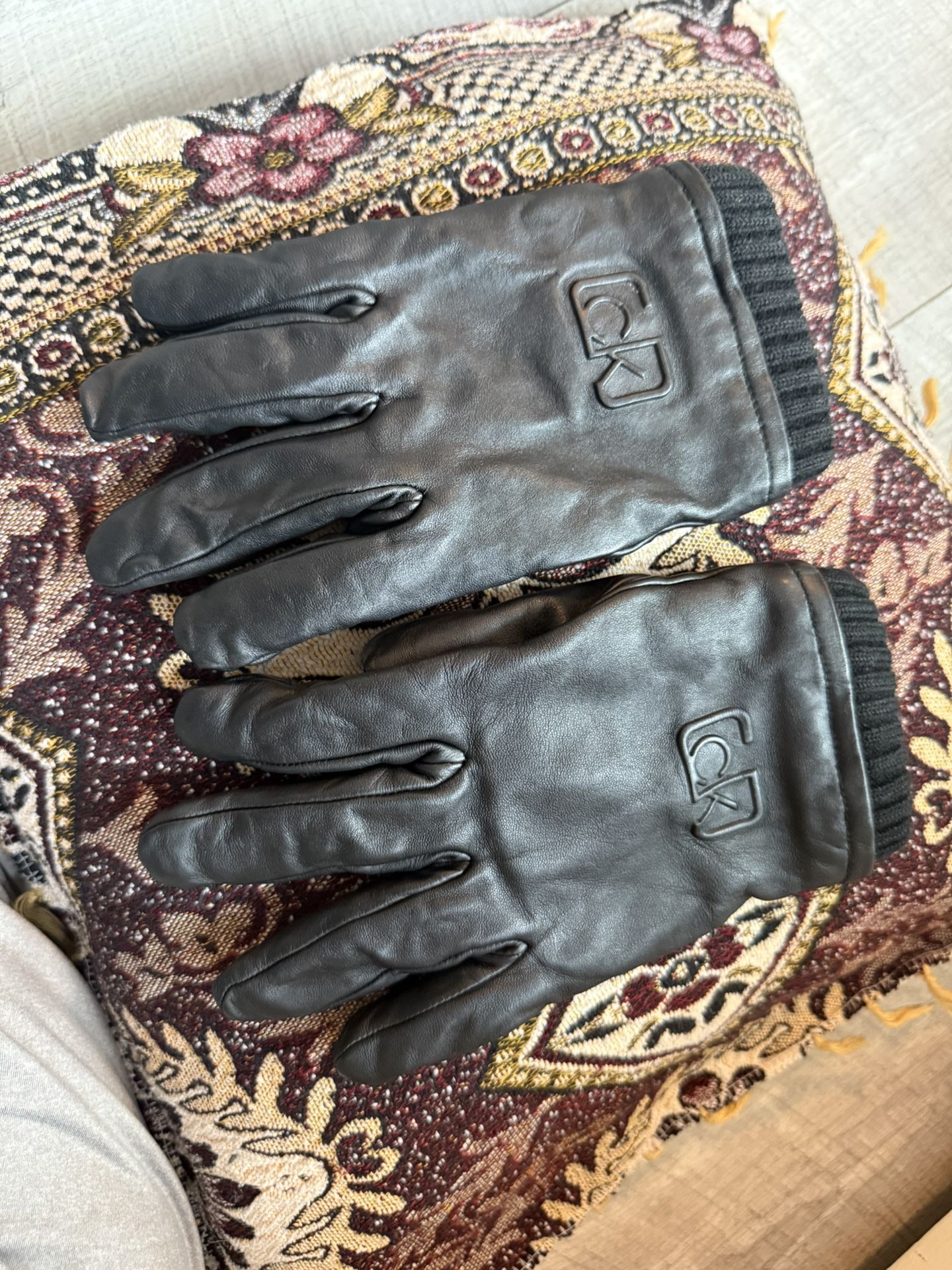Calvin Klein Black Leather Gloves