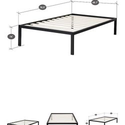GranRest 14'' Platform Metal Bed with Wood Slats With Two Free Mattresses.  