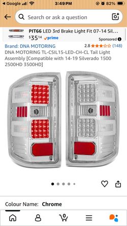 DNA MOTORING TL-CSIL15-LED-CH-CL Tail Light Assembly [Compatible with 14-19 Silverado 1(contact info removed)HD 3500HD]
