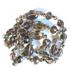 Sterling Silver 925 Smokey Quartz Faceted Beaded Necklace Handmade Artisan Links