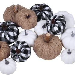 14 Pcs Pumpkins In Assorted Colors & Sizes