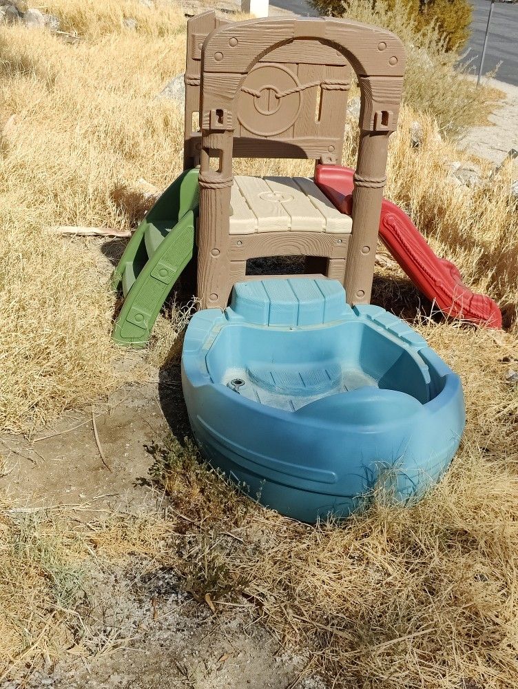 Playground Slide Sand Box Or Pool Ship Attached