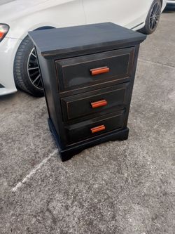 ✨✨ Stylish 3 Drawer Black Distressed Nightstand ✨✨