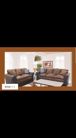 BRAND NEW!!! BROWN TWO TONE SOFA /LOVESEAT