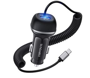 USB C Car Charger, 51W Fast Car Charger Adapter+5ft Type C Cable for Samsung Galaxy S24 S23 S22 S21 S10 Note 20 A10E A20 A50 A51 A01 A71 A11, iPhone 1