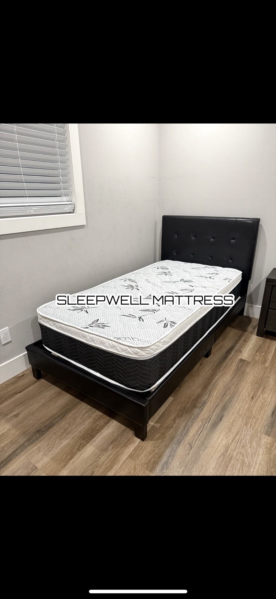 Twin Size Bed Frame With Pillow Top Mattress Included
