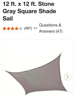 12x12 ft stone Grey square shade sail,  brand new no box price is firm