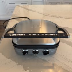 Cuisinart 5-in-1 Griddler ~ Sandwich Panini Maker, Griddle, New Without Box 