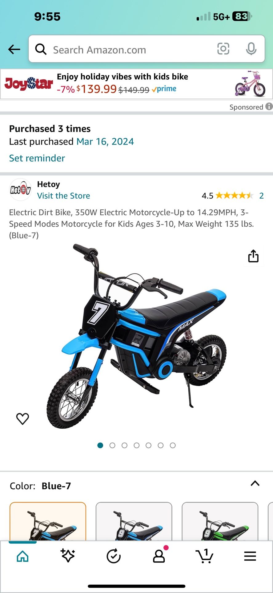 Electric Dirt Bike 350w