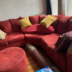 Beautiful Red Suede couch for sale