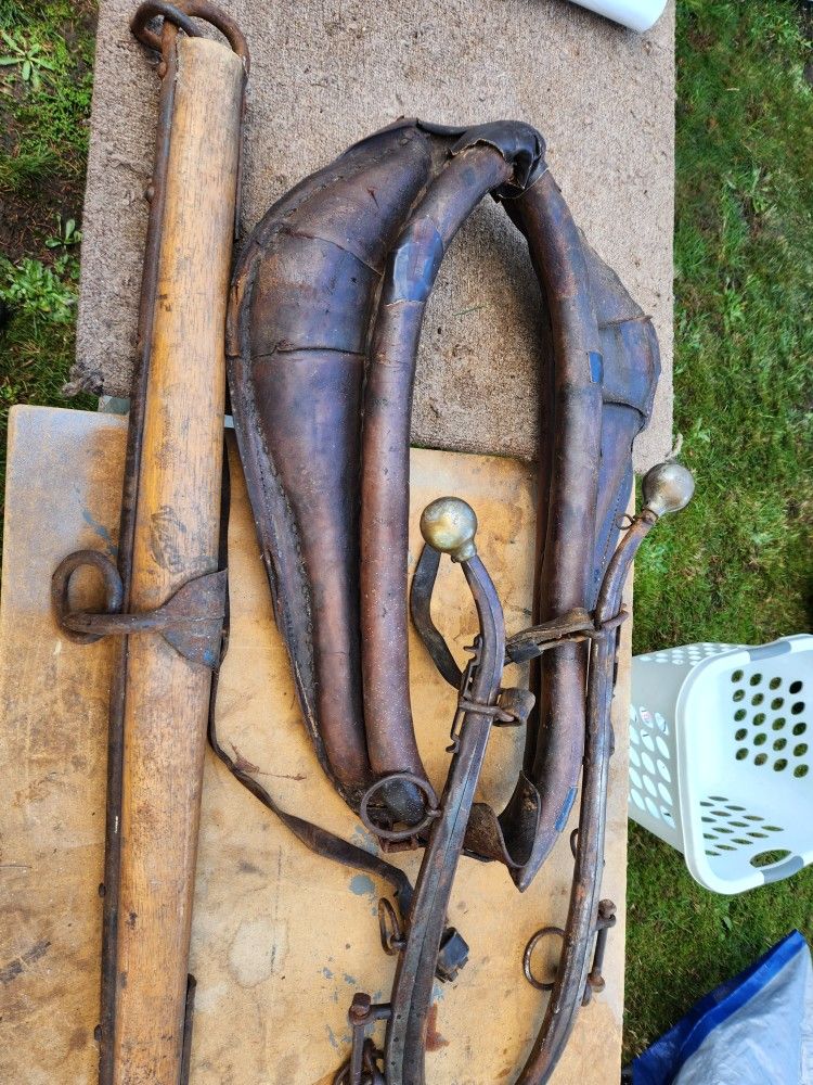Antique horse collar, hames & yolk