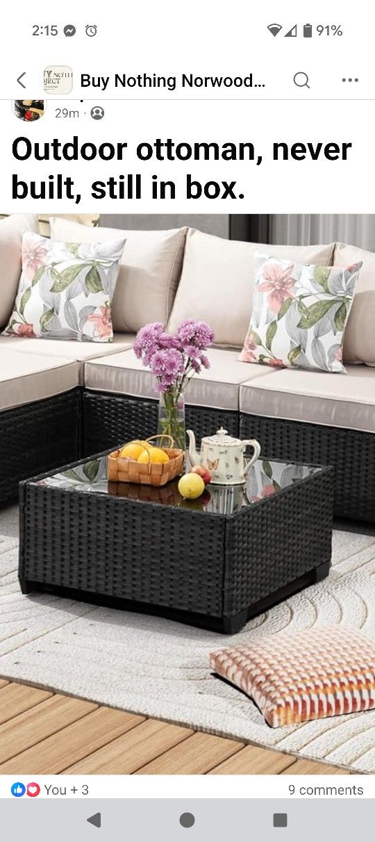 Tempered Glass Outdoor Coffee Table