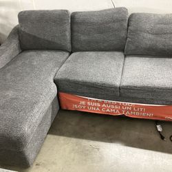Coddle Aria Fabric Sleeper Sofa with Reversible Chaise and Storage, Gray