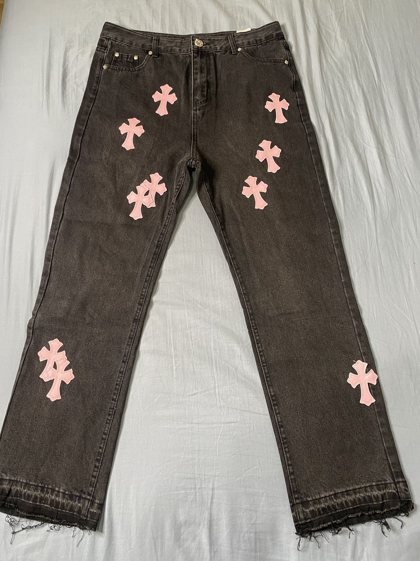 Chrome Hearts Pink Crosses Jeans 