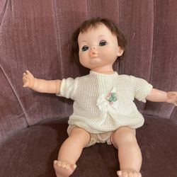 Ideal Kissin Thumbelina Baby Doll Pull String Motion Works 1970 Vintage Newborn