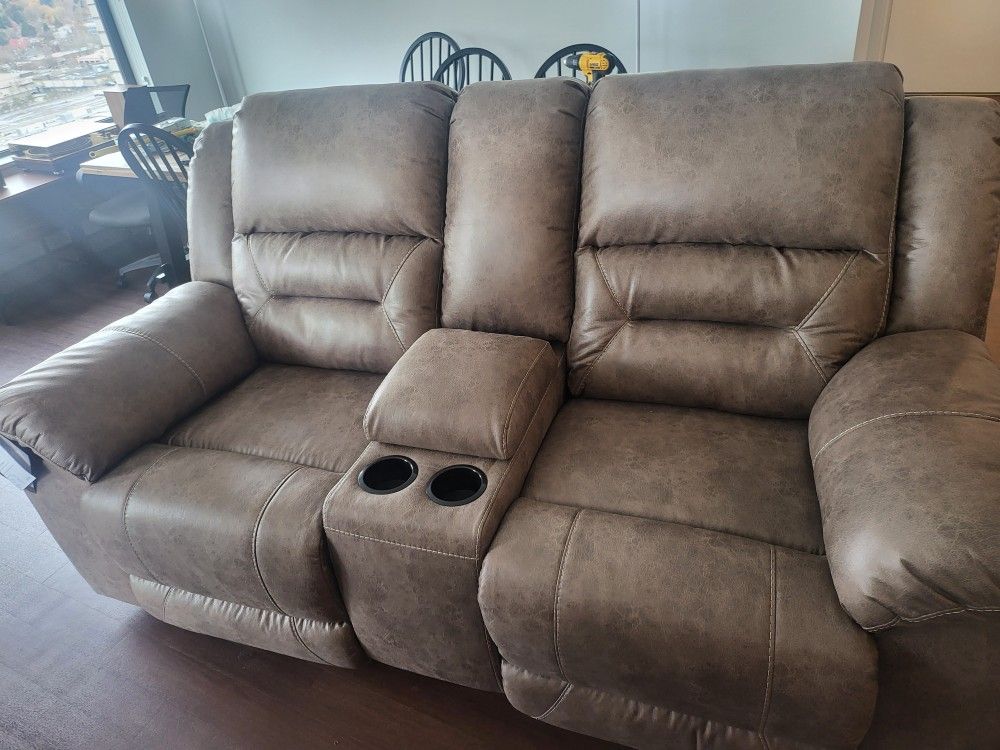 (Must Pick Up Today) Stoneland Manual Reclining Sofa and Loveseat Set
