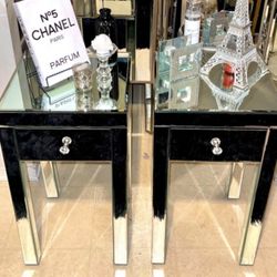2 Mirror End Tables Nightstands 