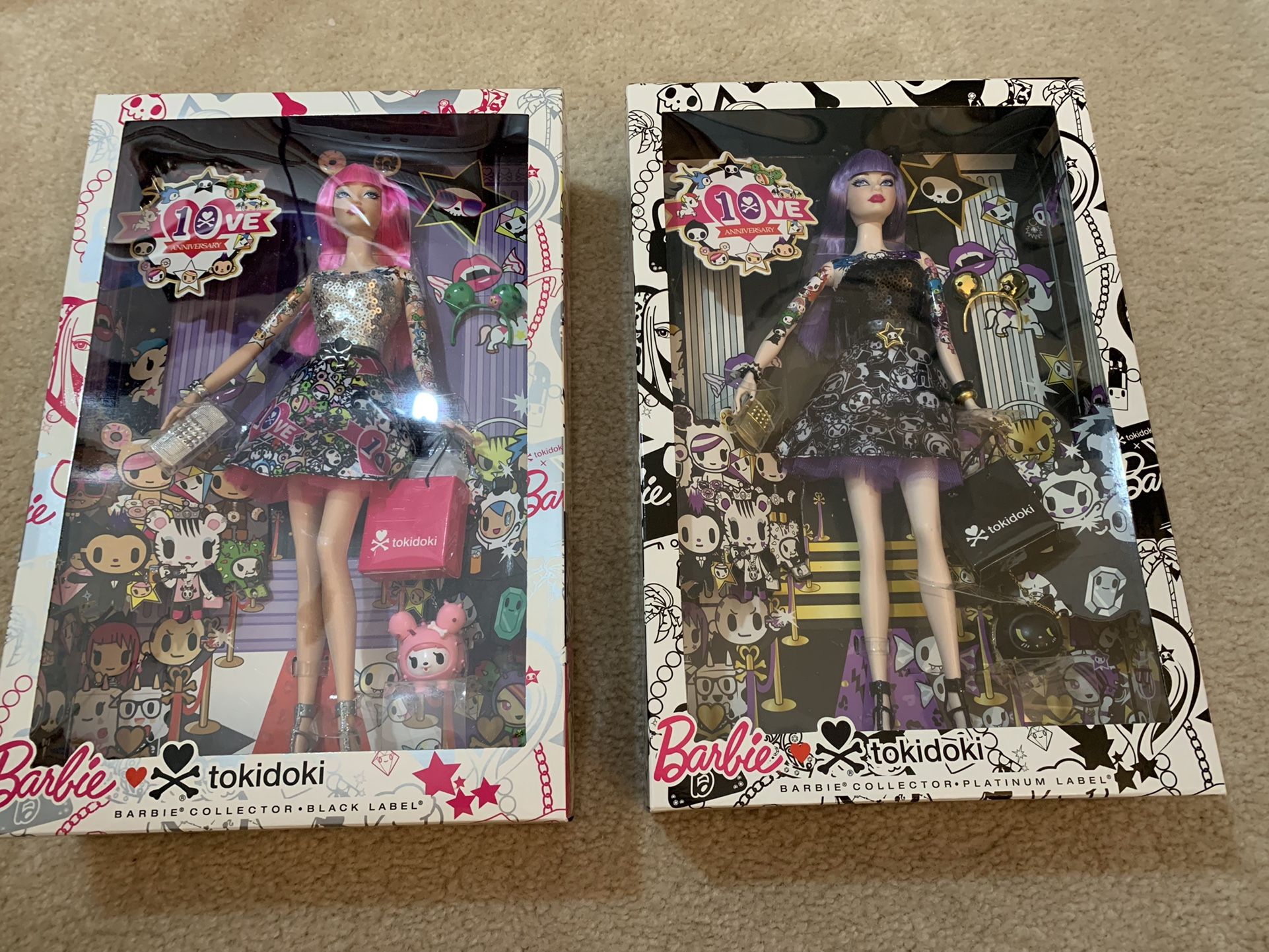 NRFB Tokidoki Barbie Set 2015 Platinum Label Purple Hair, 2015 Black Label