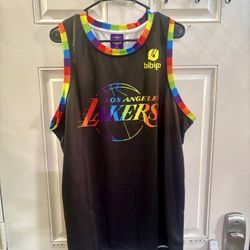 Los Angeles Lakers Pride Jersey # 1 Size XL Black w RainBow Trim