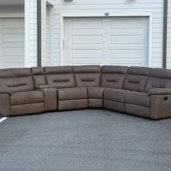 BROWN MANUAL RECLINING 6 PIECES SECTIONAL COUCH IN GREAT CONDITION DELIVERY AVAILABLE 🚚