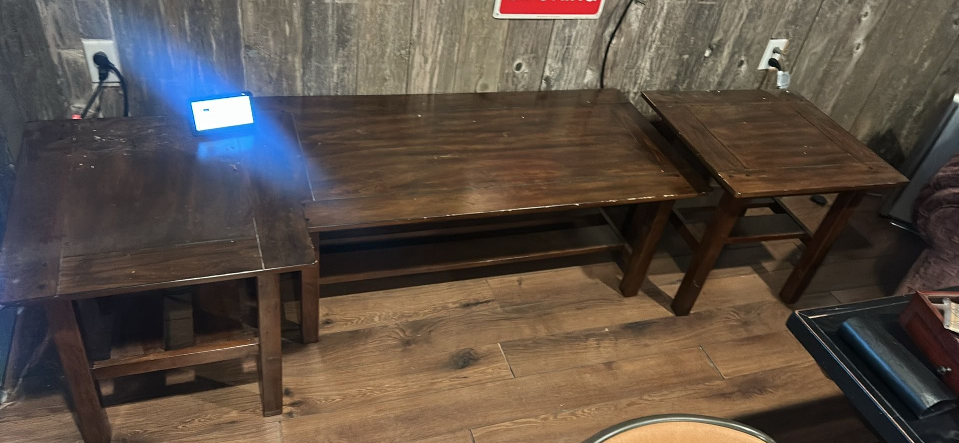 Hard Wood Coffee Table With Two End Tables