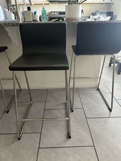 Set of 4 IKEA Bernhard Bar Stools - Dark Brown Leather