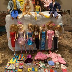9 Barbie & 2 Ken Dolls From The 1980 With accessories 