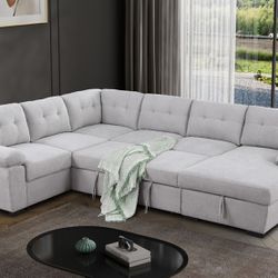 !New!!! Gray Sectional Sofa With Storage Chaise, Sectional Sofa Bed, Sofa With Pull Out Bed, Large Sectional, Sectionals, Sectional Couch, Sofa, Couch