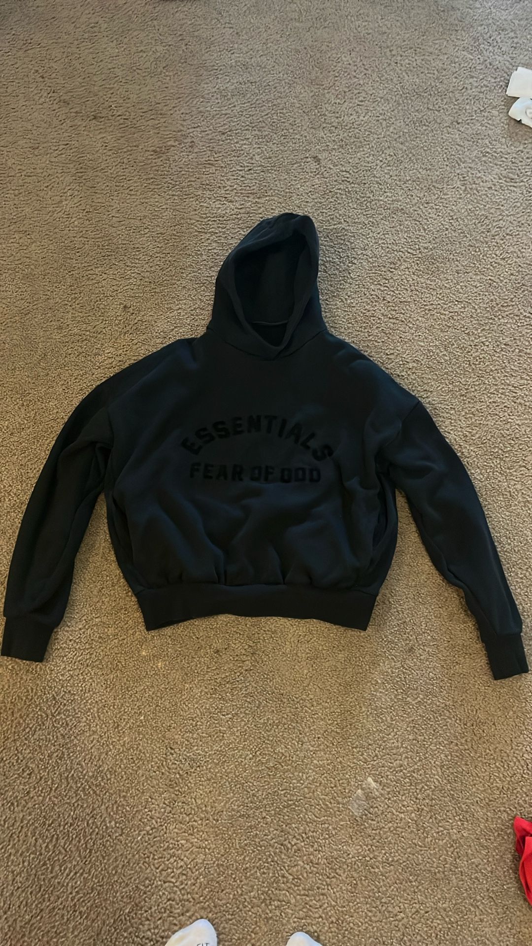 Black Arch Letters Essential Hoodie Size Xs