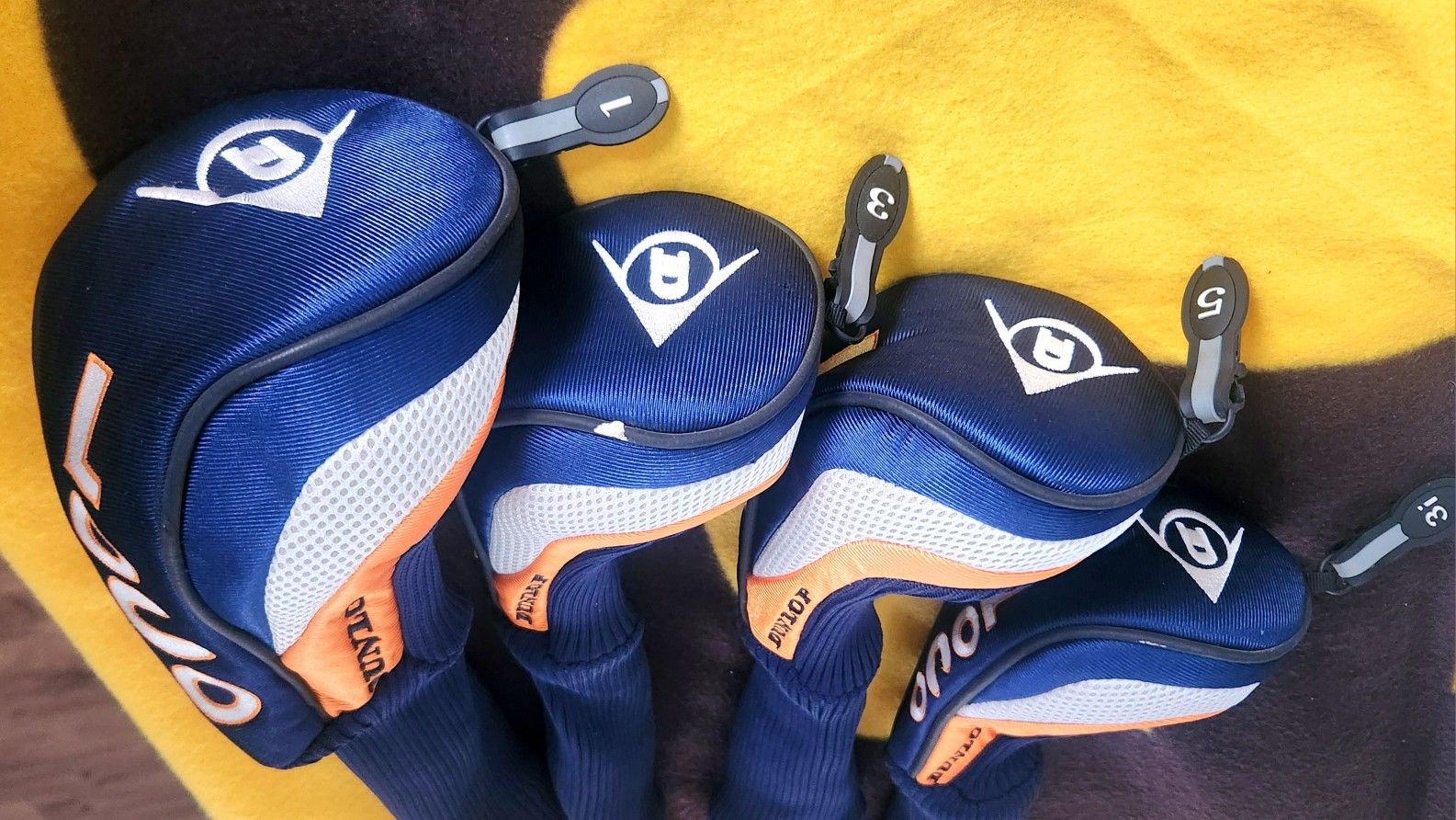 Dunlop Loco 4 piece Lot Golf Drivers and woods set with covers Men's Crazy Long Stainless Mid Firm Flex