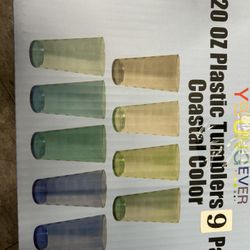 20OZ Plastic Tumblers 9pack Coastal Color