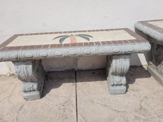 Beautiful Cement Benches And Table From Mexico