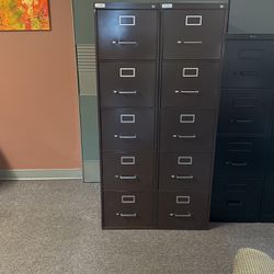 Two 5- Tier Commercial Vertical File Cabinets