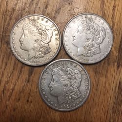 Silver Morgan Dollars.  Dated 1921