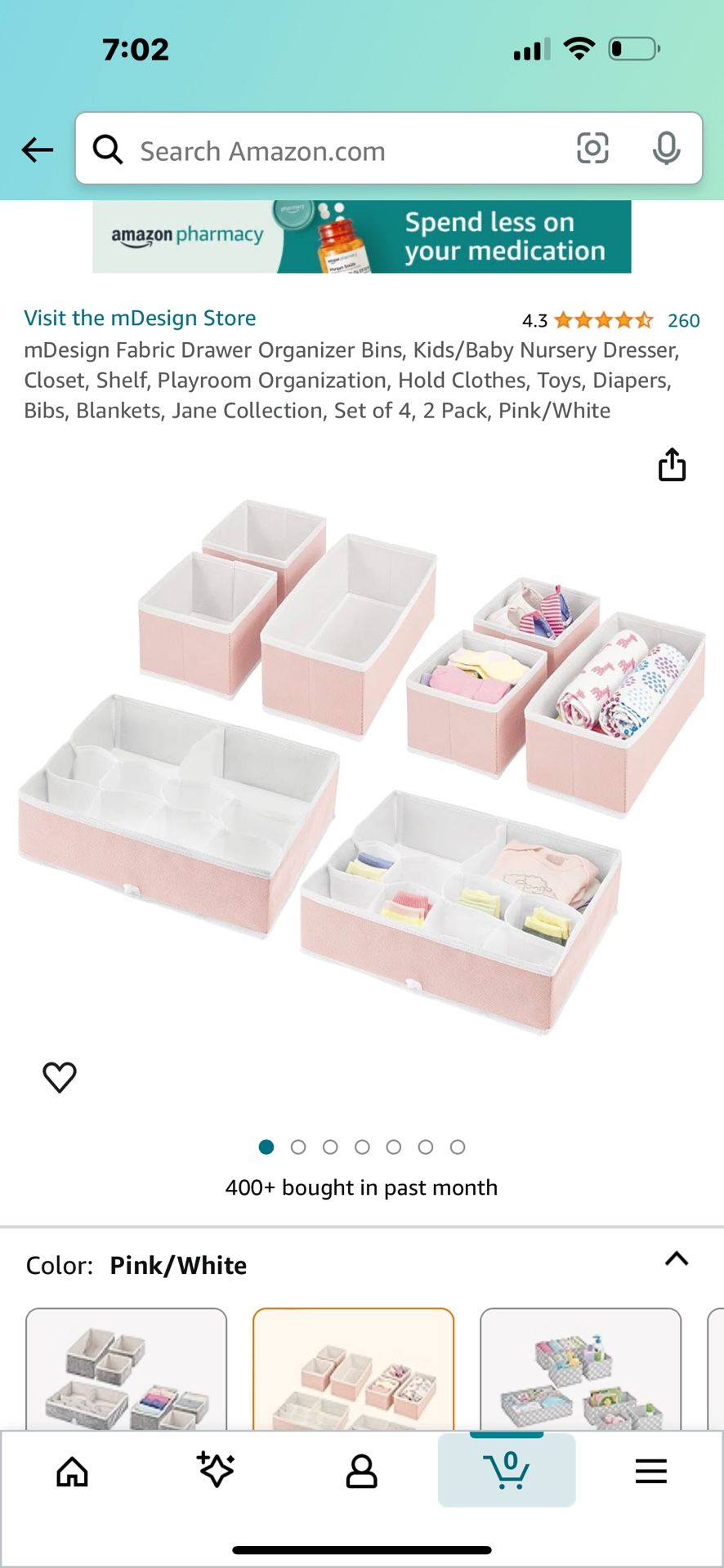 mDesign Fabric Drawer Organizer Bins, Kids/Baby Nursery Dresser, Closet, Shelf, Playroom Organization, Hold Clothes, Toys, Diapers, Bibs, Blankets, Ja